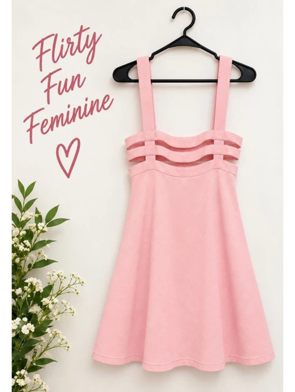 Blue Time Blush Pink Strappy Cutout Mini Dress 2X